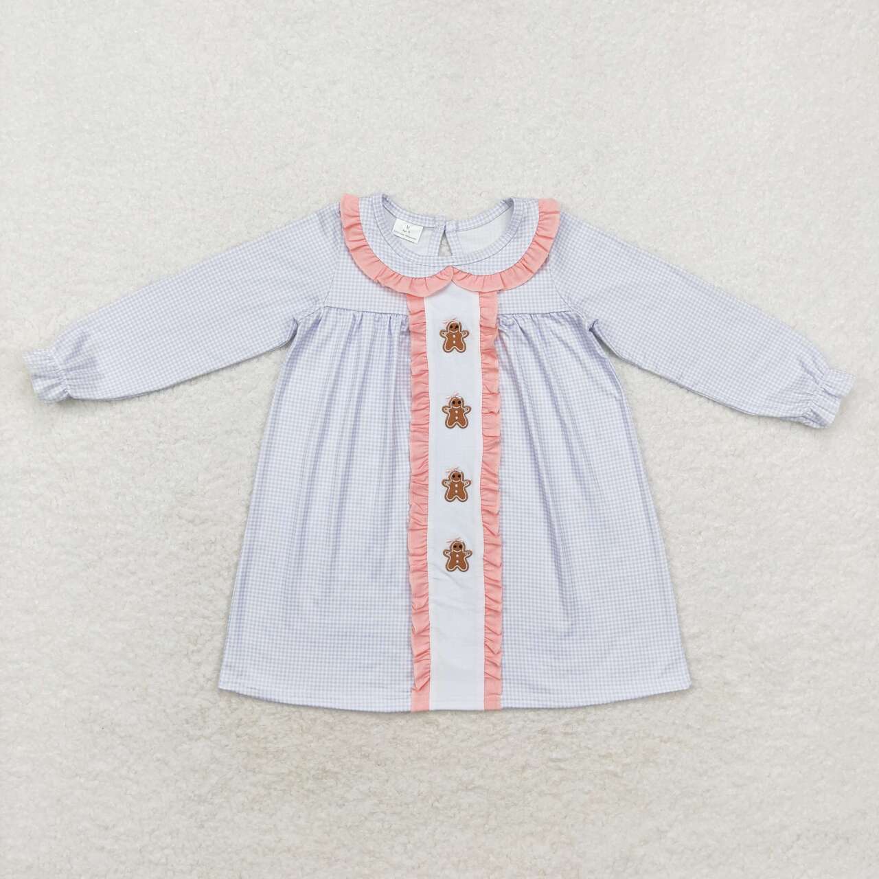 GLD0571 RTS toddler girl clothes gingerbread man  girl christmas dress embroidery