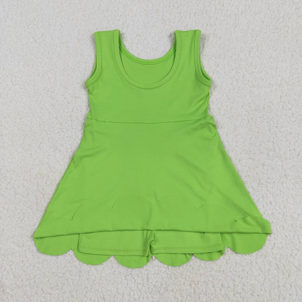 GSD2351 RTS girl clothes green girl summer dress yoga clothes atheletic clothes
