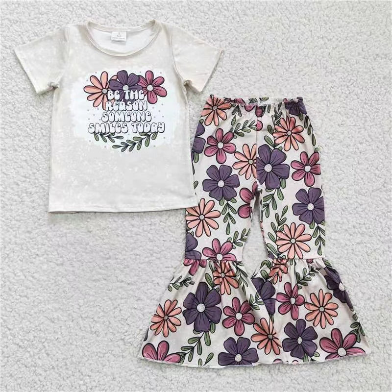 GSPO0348 kids clothes girls floral bells set fall spring outfits