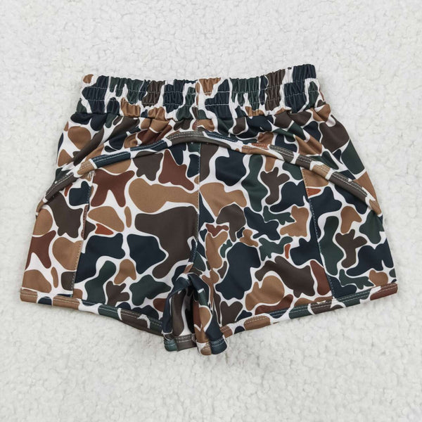 SS0465 RTS girl clothes black leopard print girl summer yoga shorts