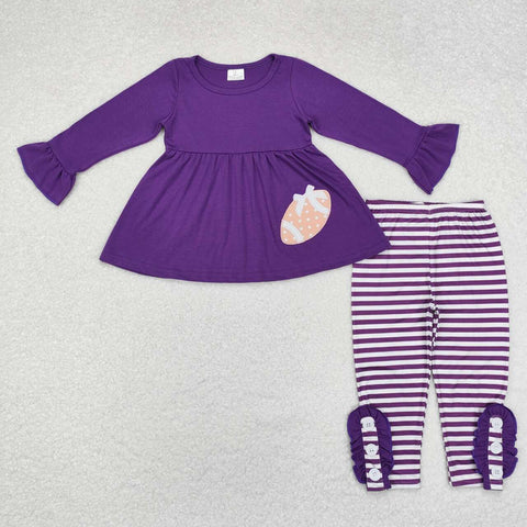 GLP1590 RTS toddler girl clothes purple rugby girl winter set-embroidery