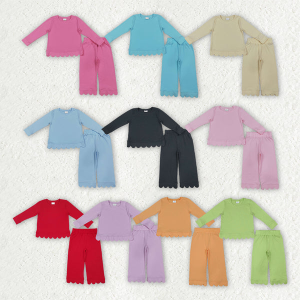 RTS Matching clothing kids solid scallop edge fall pants set-2026.10.13