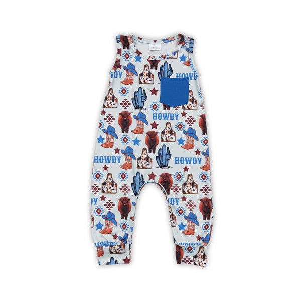 SR0115 baby boy clothes howdy shoes summer romper