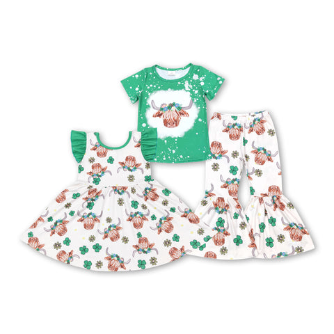 Kids clothing matching St. Patrick's Day highland cow clothing