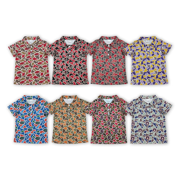 RTS Matching clothing kids college team camouflage print short sleeve polo top-2026.10.17