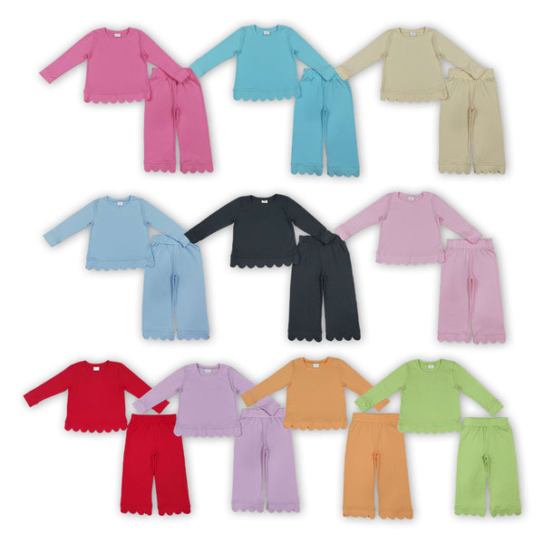 RTS Matching clothing kids solid scallop edge fall pants set-2026.10.13