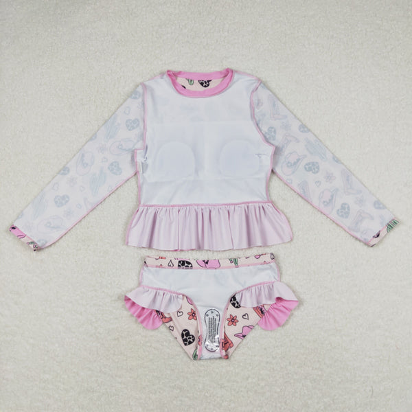 S0262 RTS baby girl clothes cowgirl pink girl summer swimsuit western clothes