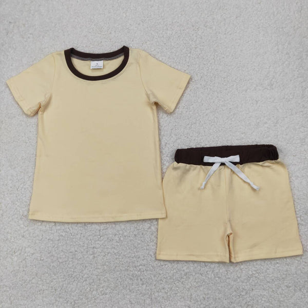 BSSO1310 RTS boy clothes yellow cotton toddler boy summer outfit