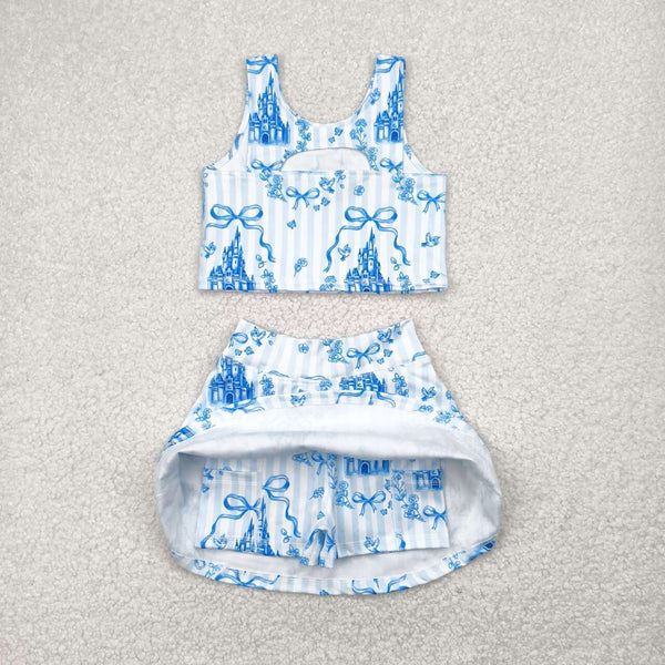 GSD2198 RTS girl clothes castle girl summer set yoga clothes atheletic clothes