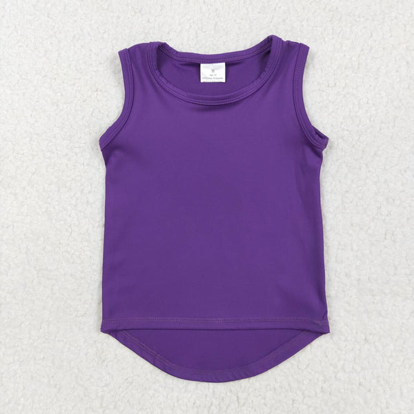 GT0996 RTS toddler girl clothes purple girl summer top shirt yoga clothes atheletic clothes
