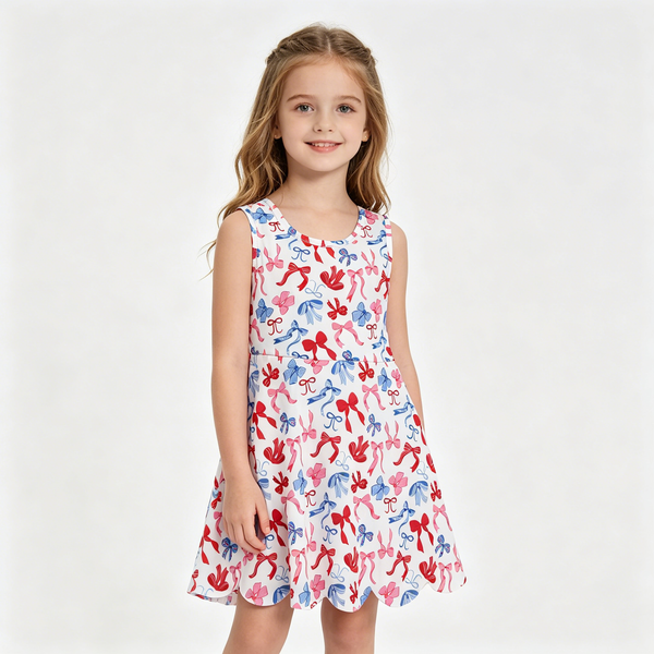 GSD3809 RTS toddler clothes bows girl 4th of July yoga summer dress  sports dress atheletic clothes