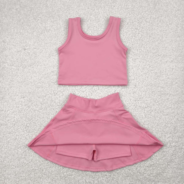 GSD1978 RTS toddler girl clothes pink girl summer set yoga clothes