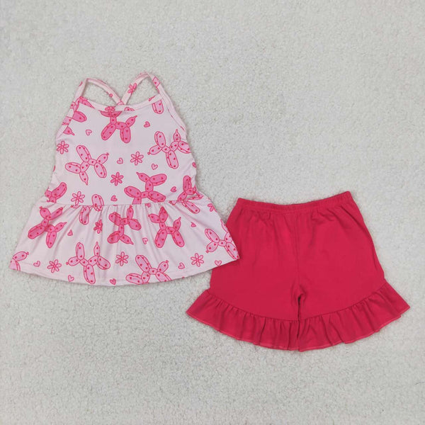 GSSO2439 RTS girl clothes pink bows toddler girl summer outfit