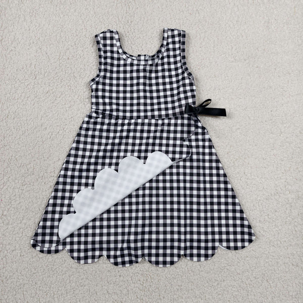 GSD3777 RTS toddler clothes black gingham girl yoga summer dress