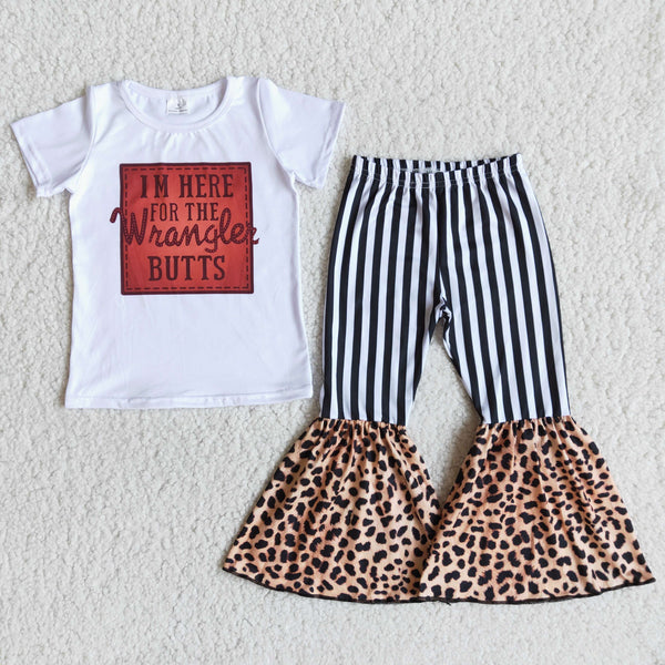 C5-10 girl black stripe leopard short sleeve fall spring set-promotion 2024.6.15 $2.99