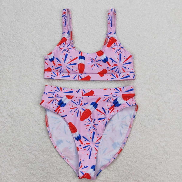 S0334 RTS adult clothes Adult mom 4th of July patriotic print Summer Swimsuit adult bikini 11