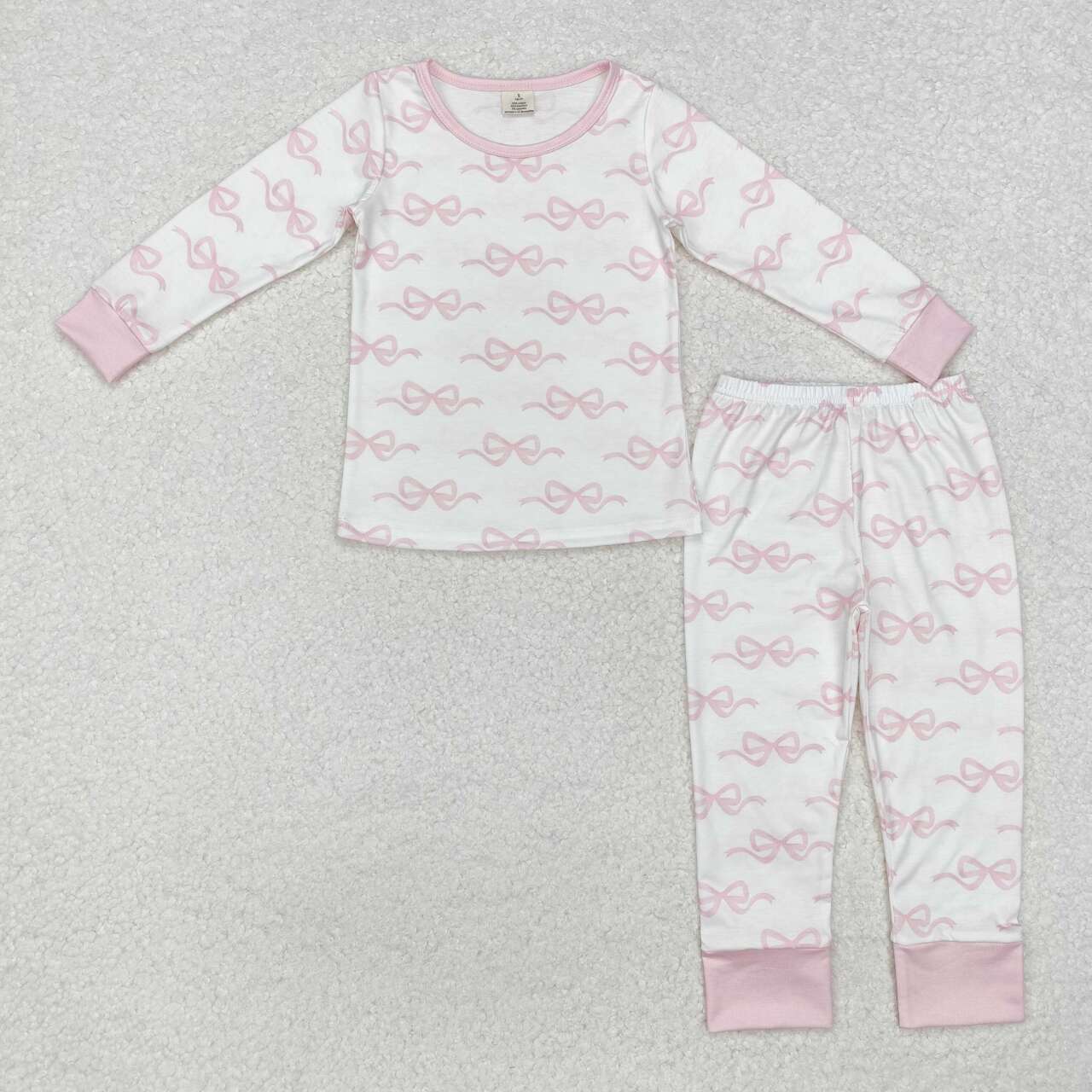 GLP2180 RTS toddler girl clothes pink bows girl winter pajamas set