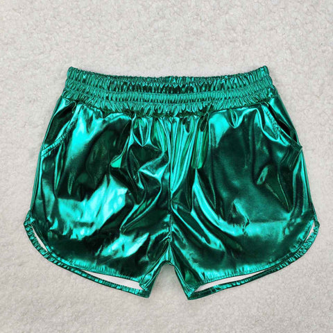 SS0410 RTS baby girl clothes green girl summer shorts Mardi Gras Clothing