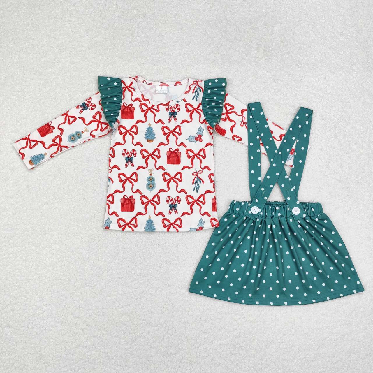 GLD0617 RTS toddler girl clothes bow gift girl christmas short skirt outfit