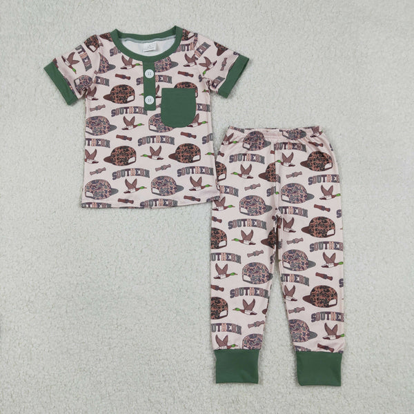 BSPO0597 RTS toddler boy clothes hunting boy spring fall pajamas  set