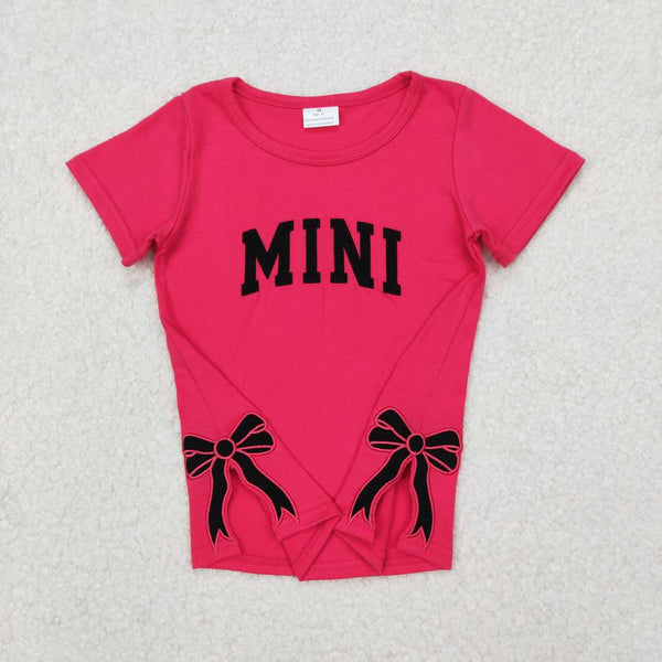 GT0917 RTS girl summer tshirt bow mini girl summer clothes top embroidery