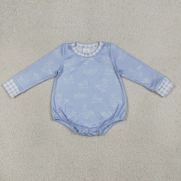 LR2969 RTS baby boy clothes blue mallard print toddler boy summer bubble