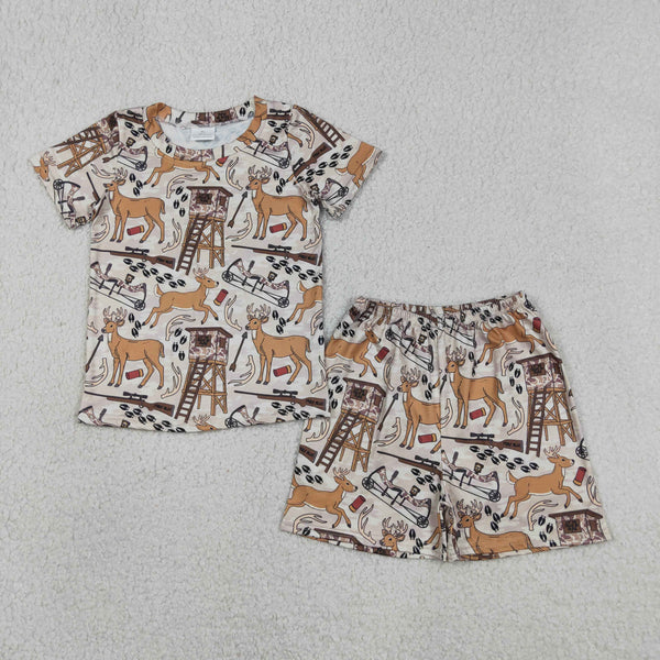 BSSO1559 RTS toddler boy clothes hunting boy summer set summer shorts set