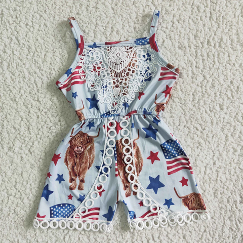 SR0053 toddler girl clothes 4th of July girl patriotic jumpsuit-promotion 2024.5.25 $5.5