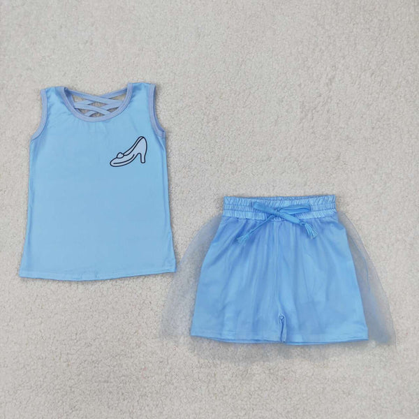 GSD2063 RTS Girl clothes princess girl summer short skirt set