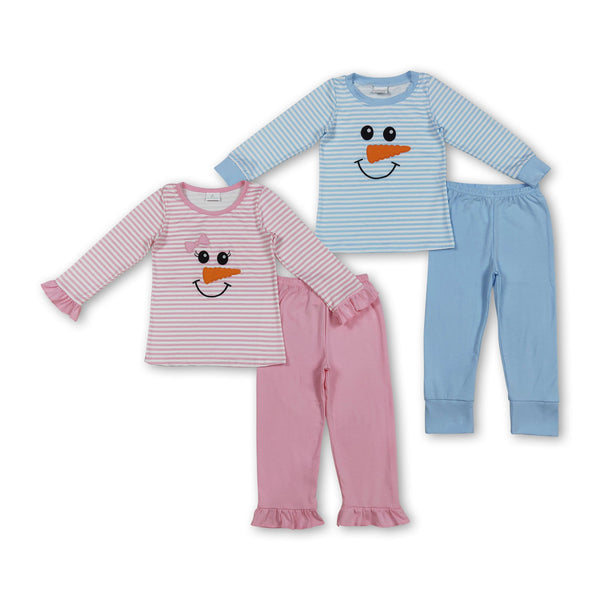 RTS kids clothes embroidered snowman kids summer matching clothes winter shorts set-2025.7.23
