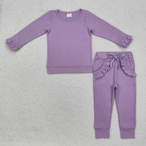 GLP2260 RTS kids clothing girl winter outfit cotton purple winter clothing set