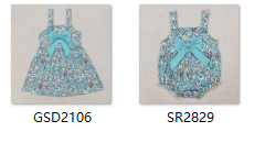 RTS girl summer clothes blue floral girl summer matching clothing