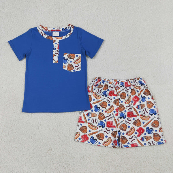 BSSO1922 RTS kids clothes baseball pocket boy summer outfit summer shorts set