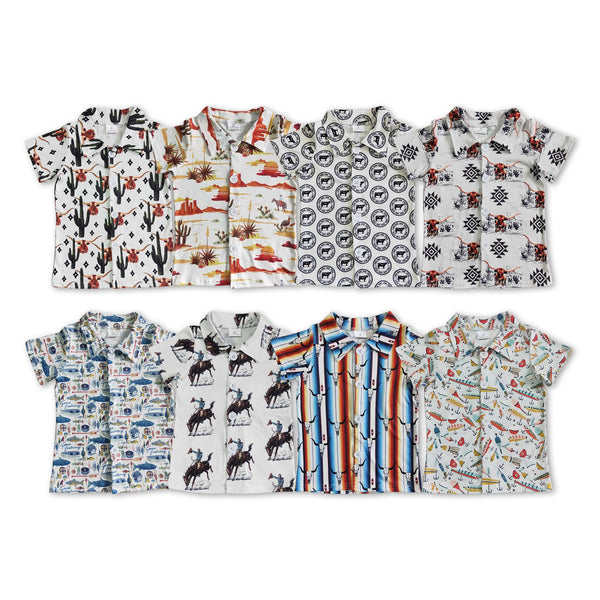 RTS  Matching clothing toddler clothes cowboy fishing print boy summer clothing-2026.3.17