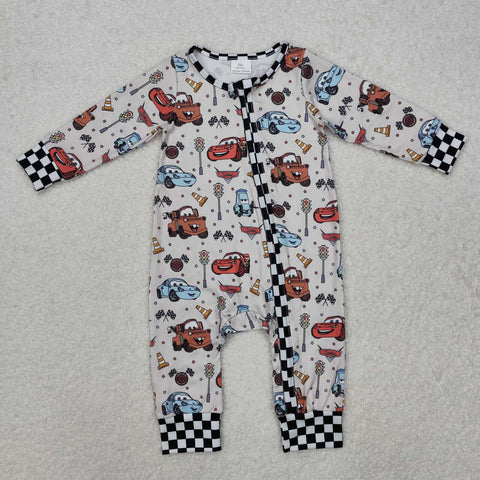 LR2160 RTS baby boy clothes cartoon car boy winter romper zip romper