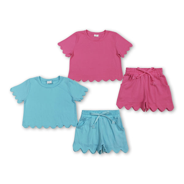 RTS toddler clothes matching clothing  solid color print set girls summer clothing-2026.2.26