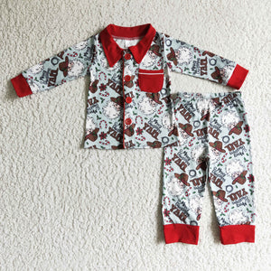 BLP0079 boy santa claus pocket sleepwear christmas pajamas