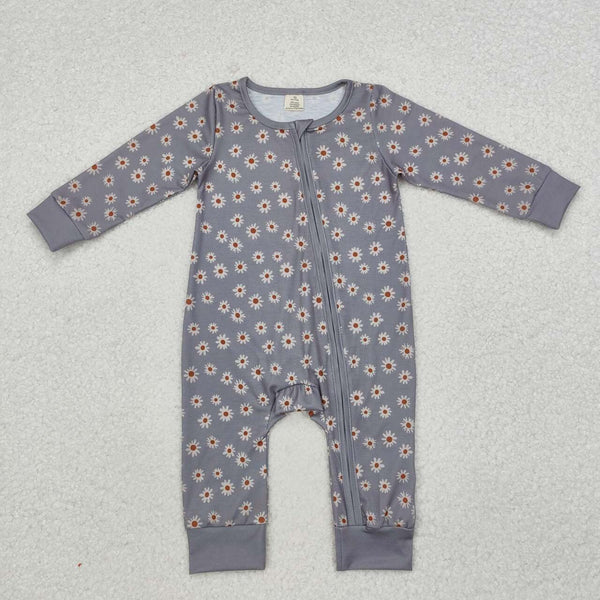 LR1603 RTS baby girl clothes grey flower girl winter romper-bamboo