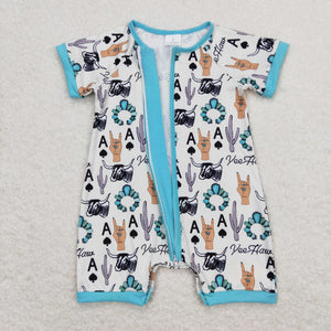 SR1200 RTS baby boy clothes turquoise toddler boy summer romper