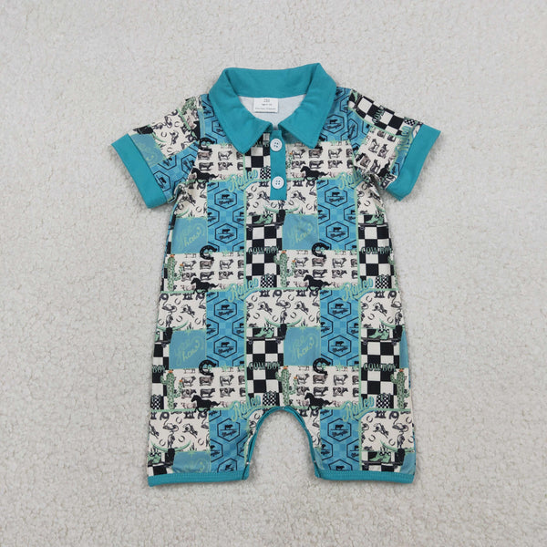 SR3723 RTS baby boy clothes cowboys boy winter romper western clothes