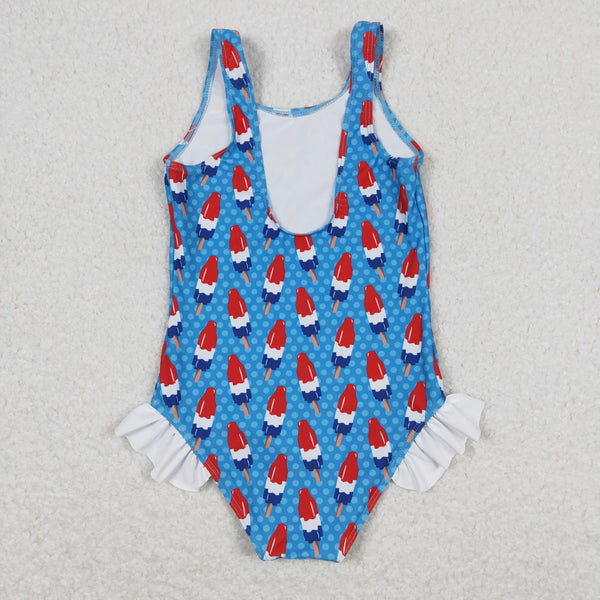 S0217 baby girl clothes ice cream 4th of July patriotic summer swimsuit