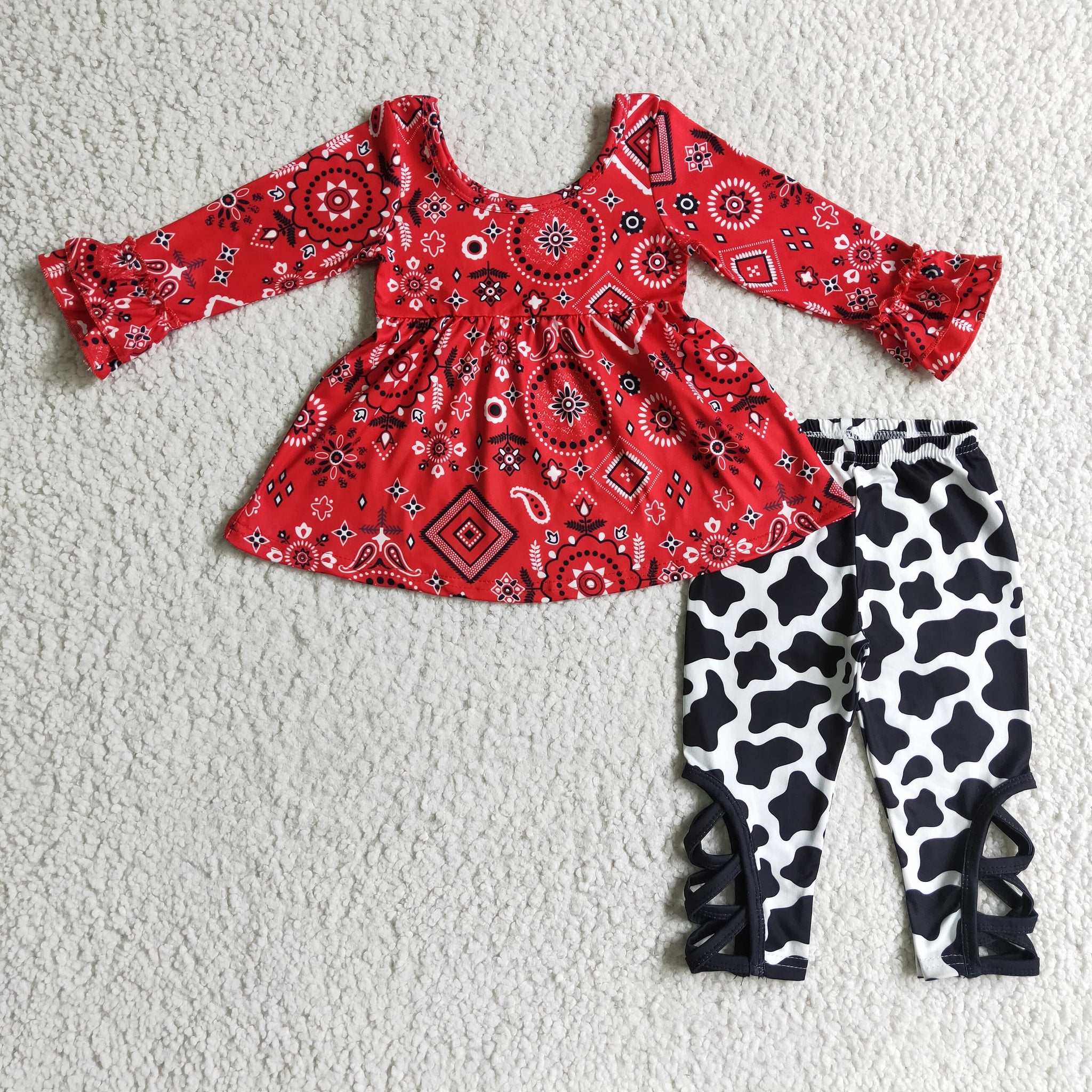 GLP0091 baby girl clothes red cow winter outfits-promotion 2024.9.14 $5.5