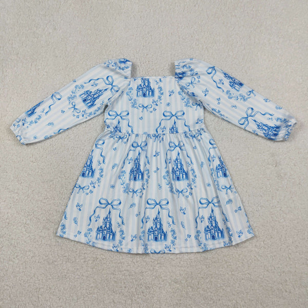 GLD1567 RTS toddler girl clothes princess castle print girl summer dress