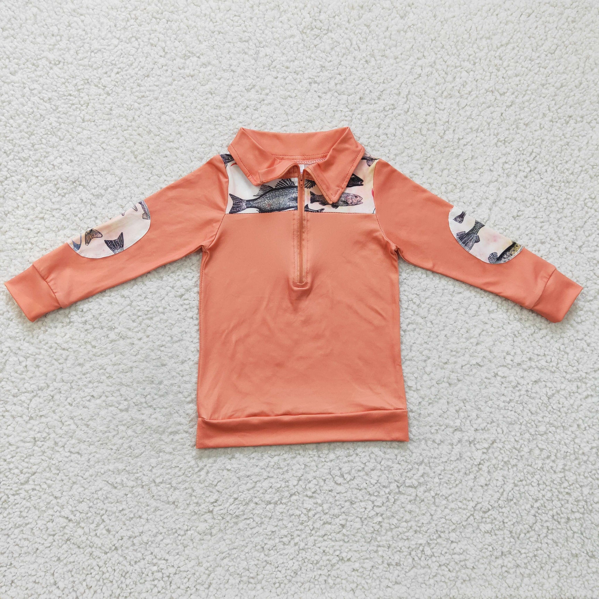 BT0128 baby boy clothes orange fisn zipper top shirt-promotion 2024.12.28 $4.5