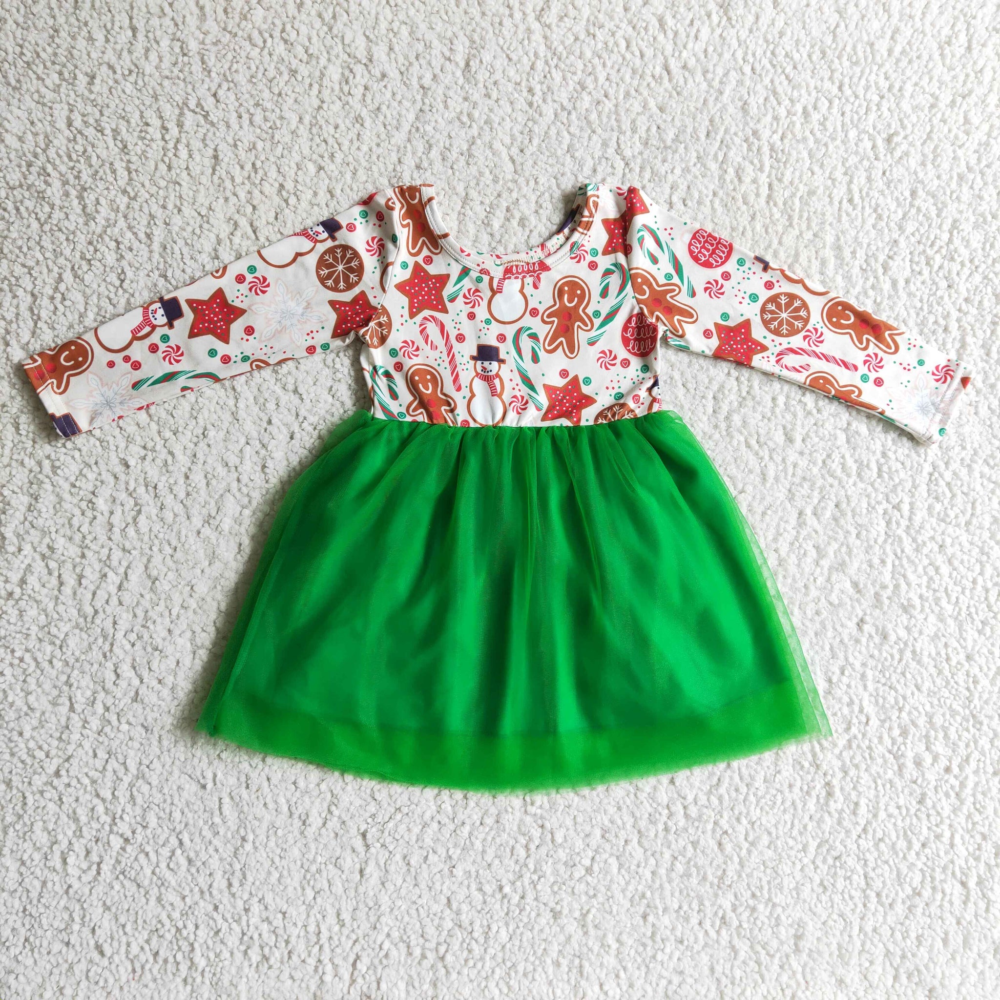 GLD0133 baby girl clothes green santa claus winter dress-promotion 2024.9.14 $5.5