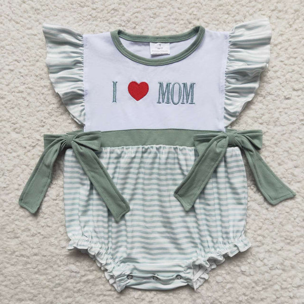 SR0237 baby girl clothes embroidery i love mom mother's day bubble