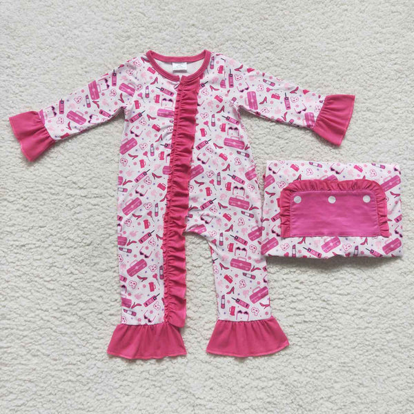 LR0600 baby clothes pink girl winter romper