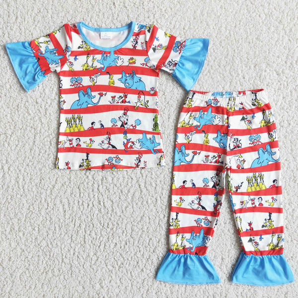 E5-11 toddler girl clothes cartoon spring fall outfit pajamas set