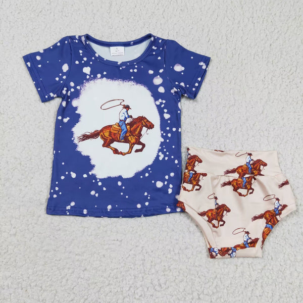 GBO0064 baby girl clothes blue western bummies set-promotion 2025.6.21 $5.5