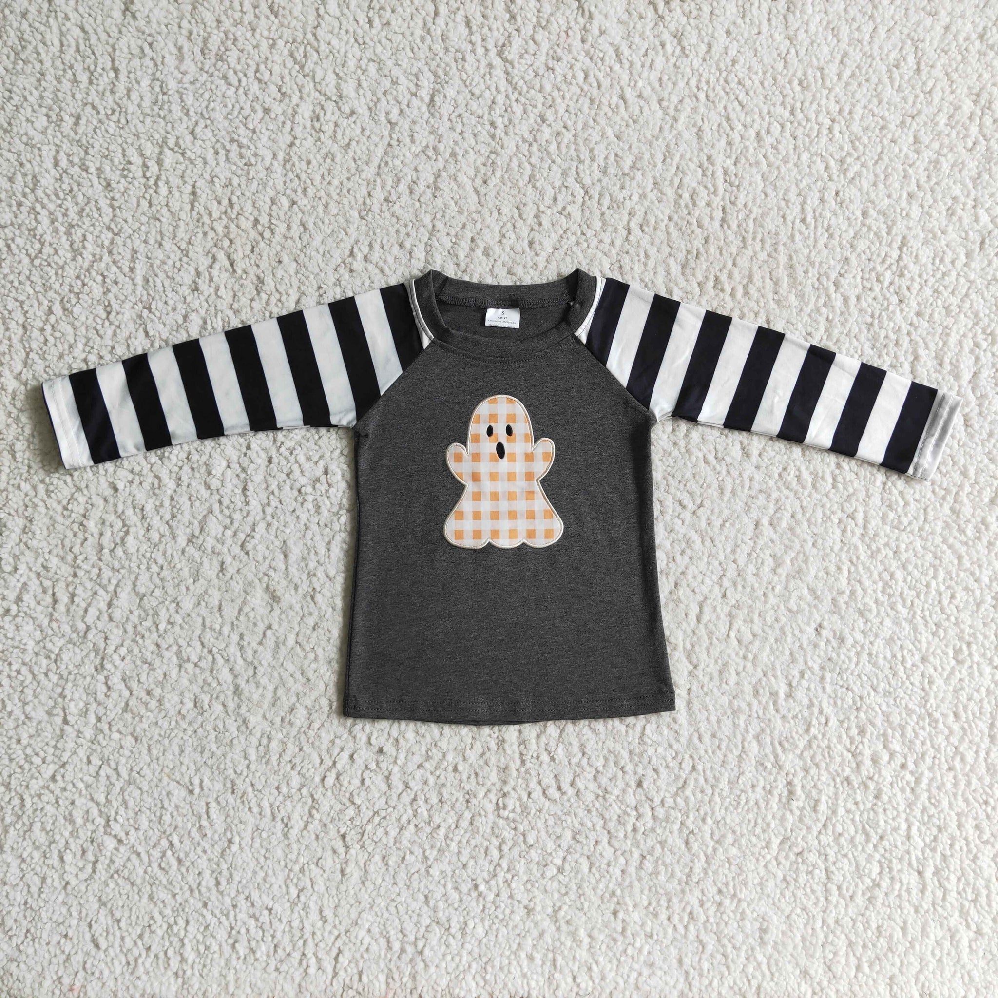 BT0063 ghost embroidery halloween clothes boy shirt